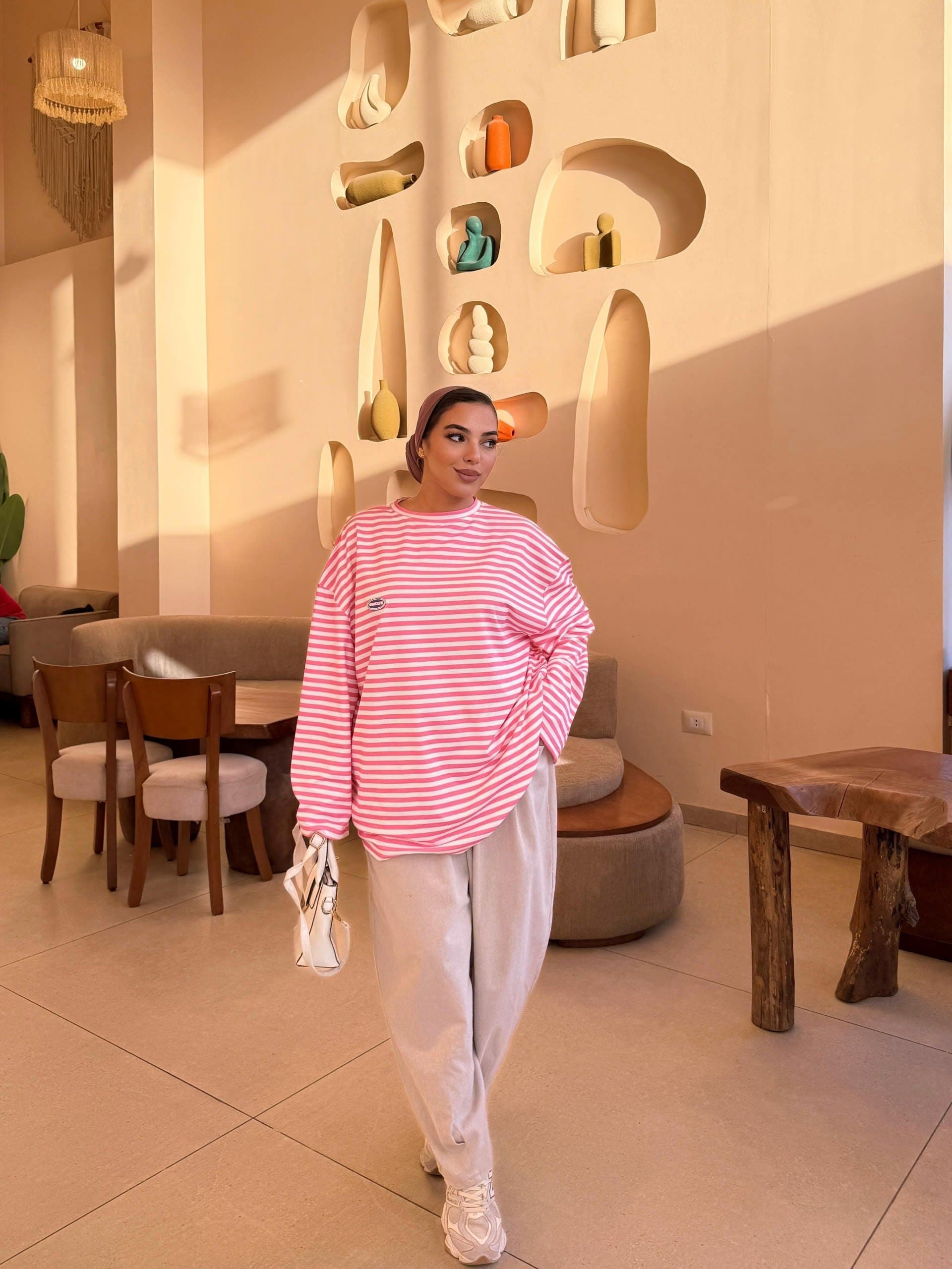 Pink Striped Oversized T-Shirt